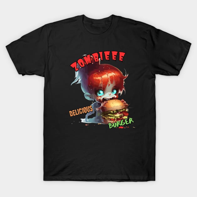 Zombie delicious burger, zomburger, zombie burger T-Shirt by TomFrontierArt
